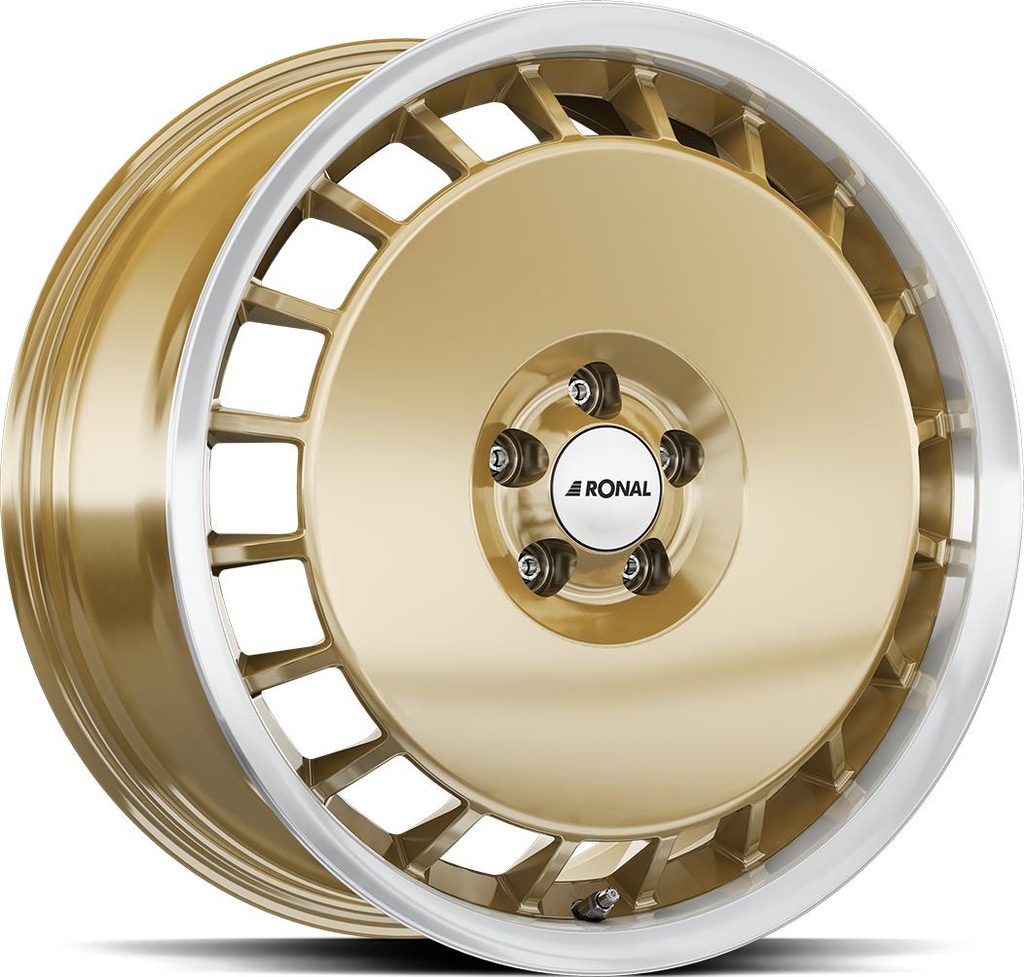 RONAL R50 AERO RACING GOLD RIM LIP CUT 8x18 5/112 ET35 CB76