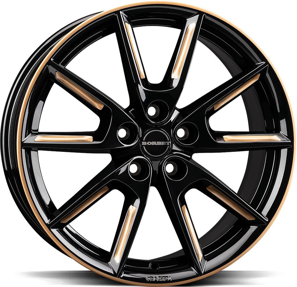 BORBET LX19 BLACK GLOSS GOLD SPOKE RIM 8x19 5/114.3 ET50 CB72.5