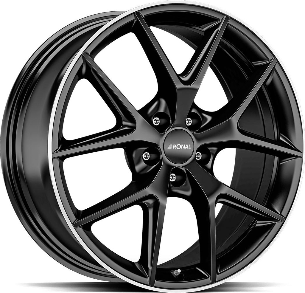 RONAL R75 JET BLACK MATT RIM LIP CUT 8x18 5/112 ET44.1 CB57.1